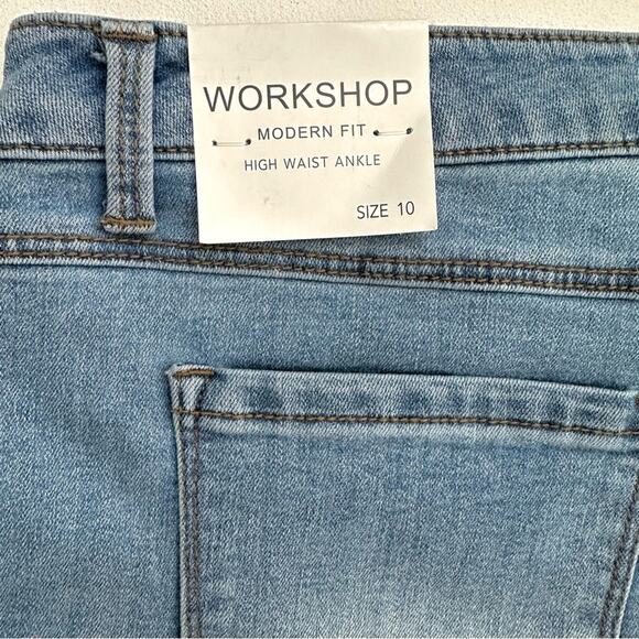 Workshop Jeans Light Wash Floral Embroidered High Rise Ankle Boho Size 10 NEW - Picture 7 of 12